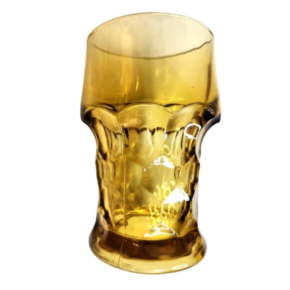 Vintage Amber Glass Tumbler Anchor Hocking 14 oz Honeycomb Pattern Textured Retr - Picture 3 of 13